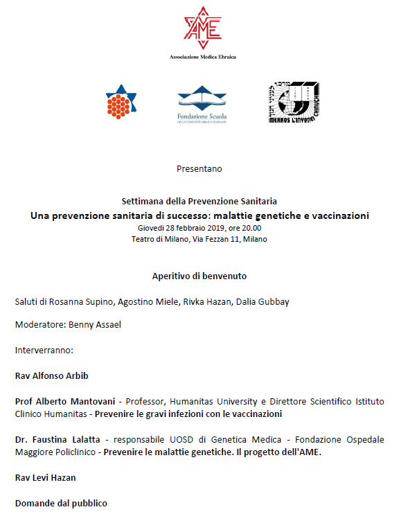 Programma serata della prevenzione 28.02.2019