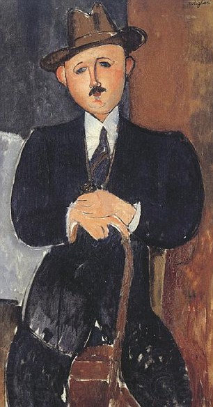 Amedeo-Modigliani Uomo seduto con bastone