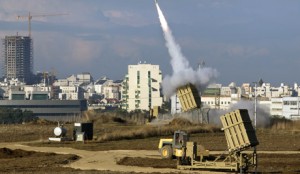 Israeli Iron Dome fires missile against Grad missile from Gaza Strip