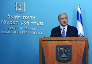 Isralei Prime Minister Benjamin Netanyahu makes statement in Jerusalem on Iran and Kayla Mueller