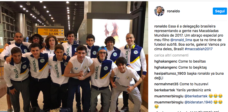 Maccabiadi, nel Brasile del calcio <br> anche il figlio di Ronaldo