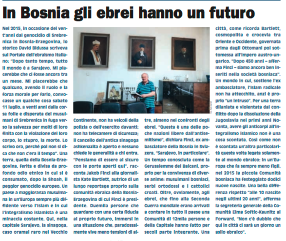 Pagine Ebraiche agosto 2017 <br> In Bosnia c’è un futuro