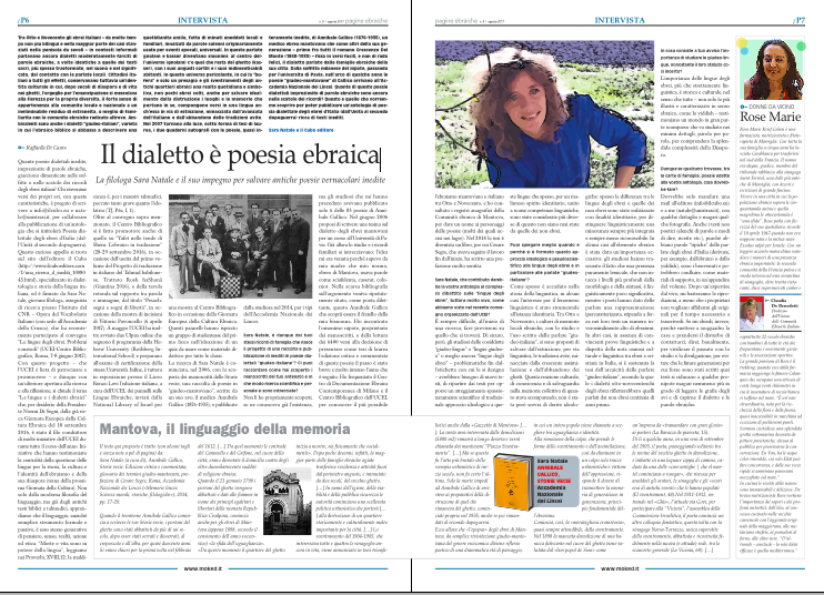 Pagine Ebraiche agosto 2017 <br> Il dialetto è poesia ebraica