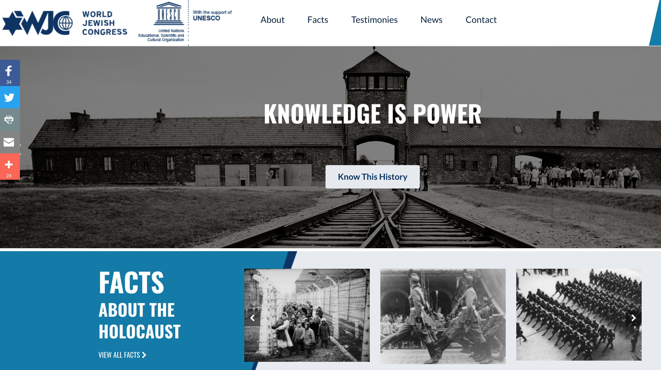Unesco e World Jewish Congress </br>sul web per difendere la Shoah