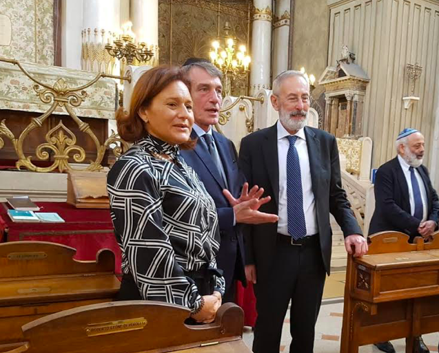 La visita di Sassoli al Tempio Maggiore <br> “Ebrei protagonisti dei destini europei”