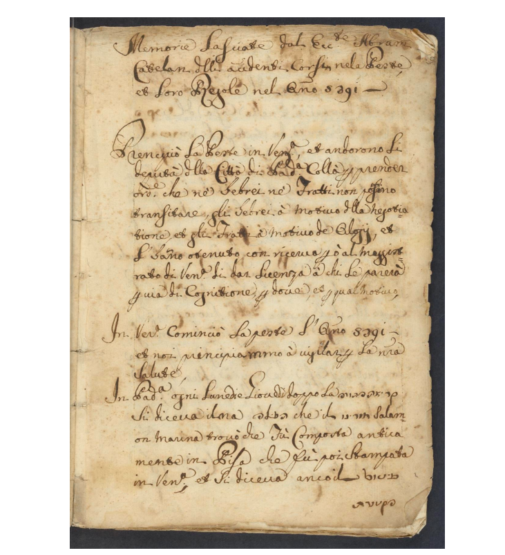 L’epidemia e la lezione del 1630 <br> “Una risposta nel segno dell’unità”