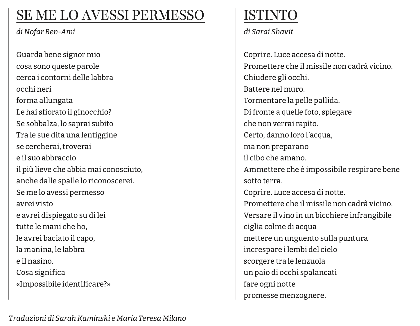 LETTERATURA – Shavit: «Così giovani, così tanto dolore»