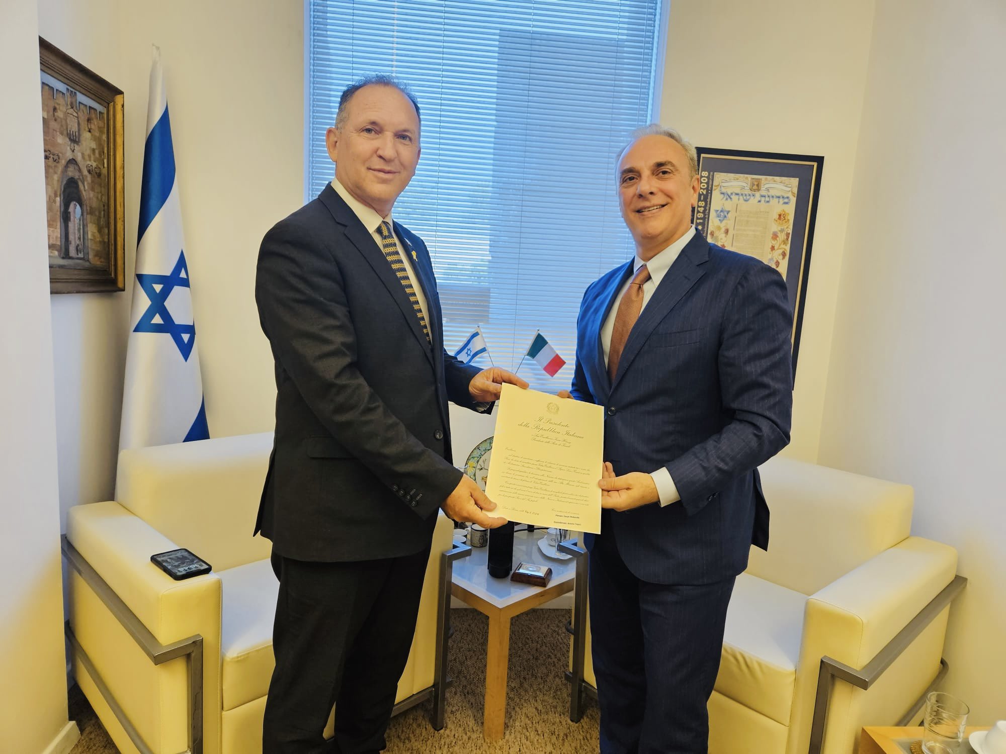 ISRAELE – Arriva ambasciatore Ferrari, Barbanti prende congedo