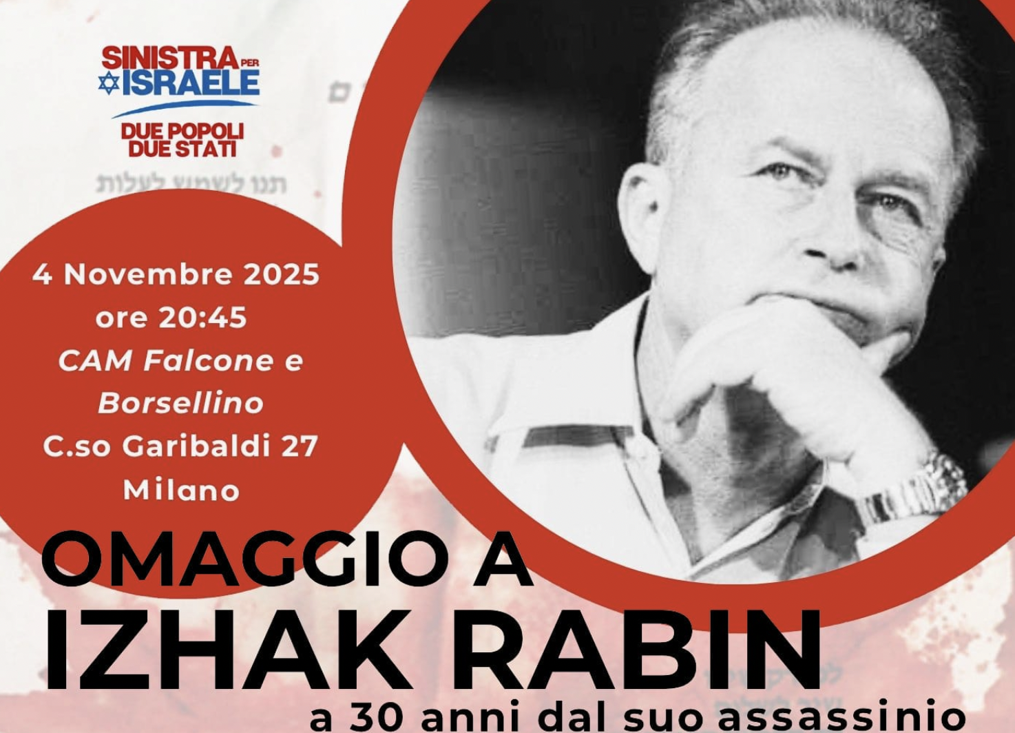 APPUNTAMENTO – A Milano una serata omaggio a Rabin