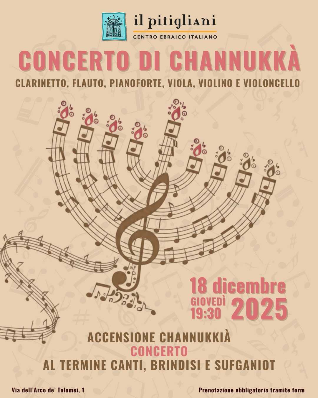 APPUNTAMENTI – Un concerto di Chanukkah al Pitigliani