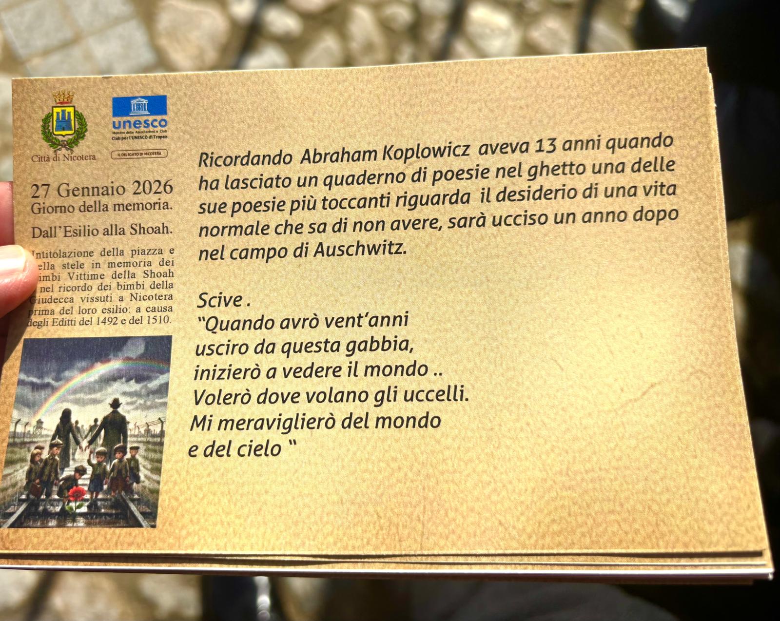 NICOTERA – Una piazza per i bambini uccisi nella Shoah